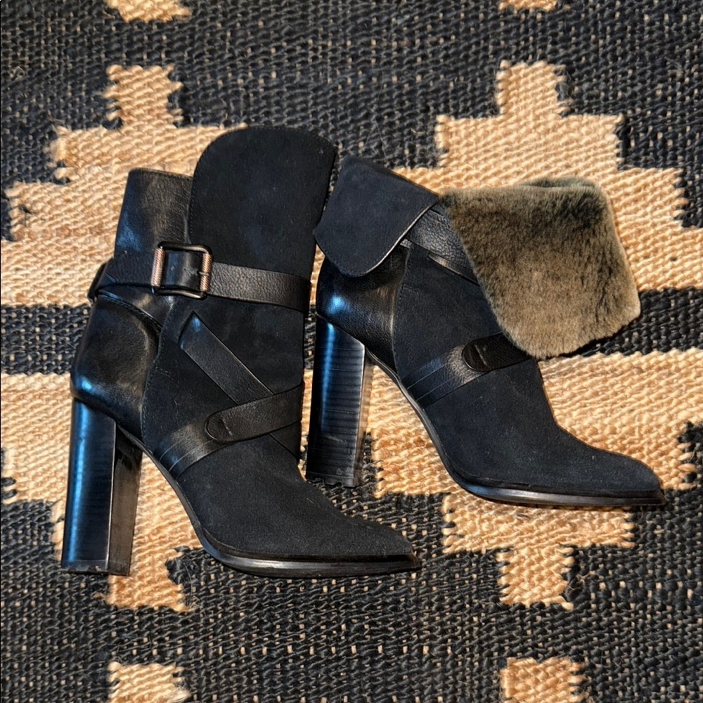 Stylish Black Suede Calvin Klein Women's 4” Heel Boots